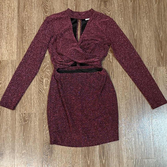 The Room Sparkling Maroon Long Sleeve Dress - Picture 1 of 3